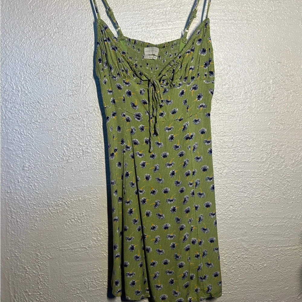 Urban Outfitters Green Floral Milkmaid Dress